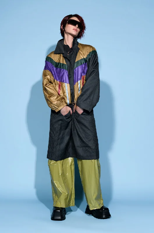 Enjoy Discount SHE A TRACK STAR NYLON BOMBER X PIN STRIPE TRENCH