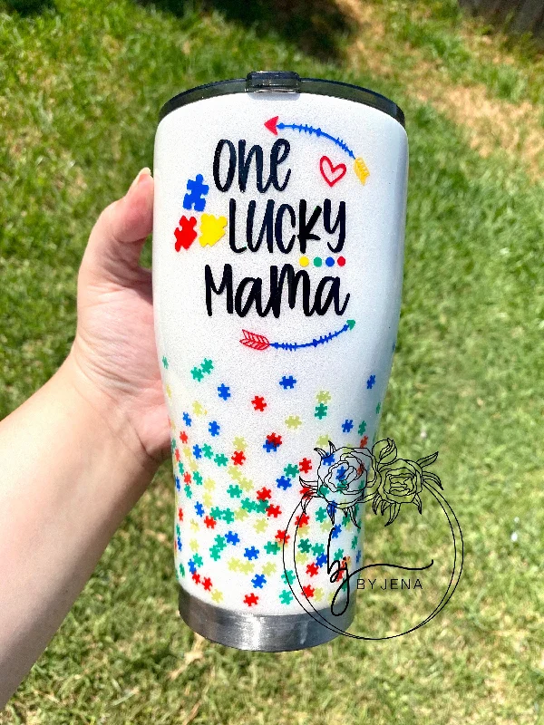 Summer Fashion Autism Mama Epoxy Tumbler
