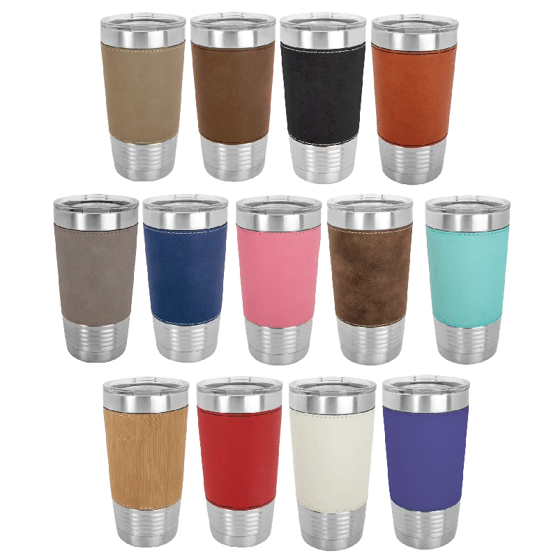 Drinkware Sets Discount Case of 24 Blank 20 oz Faux Leather Tumbler, Insulated Stainless Steel + Lid Drinkware Sets Discount Case of 24 Blank 20 oz Faux Leather Tumbler, Insulated Stainless Steel + Lid