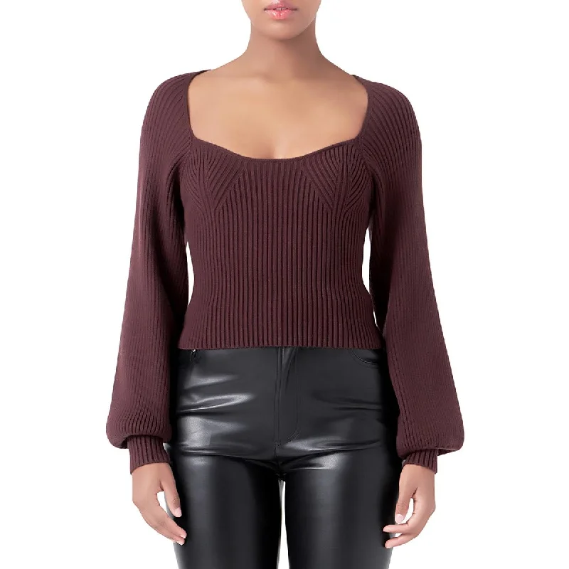 Everyday Glamour Womens Ribbed Knit Crop Sweater