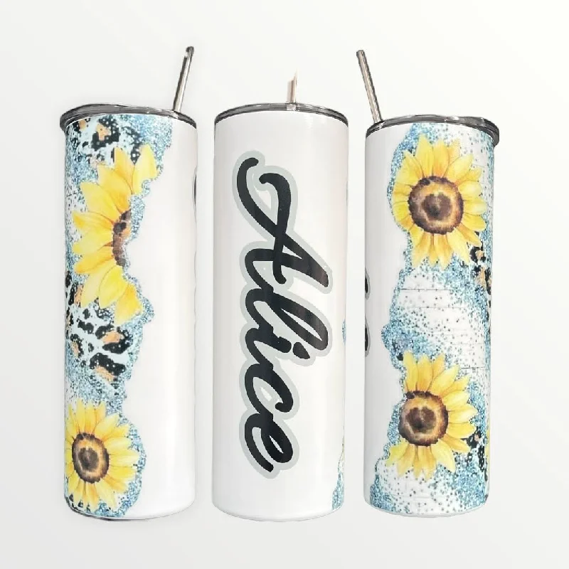 Holiday Drinkware Sale Sunflower 20/30oz Insulated Skinny Tumbler with Optional Personalisation