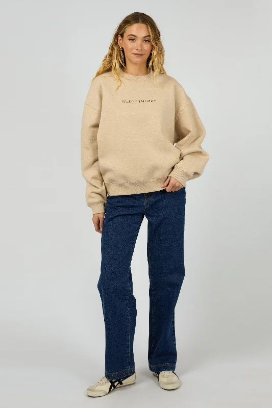 Stylish Looks Silent Theory Logo Crew Oat Marle