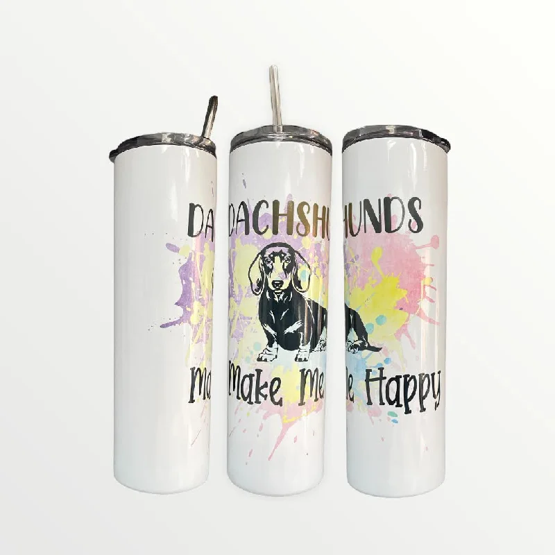 Holiday Drinkware Offers Dachshunds Make me Happy Tumbler