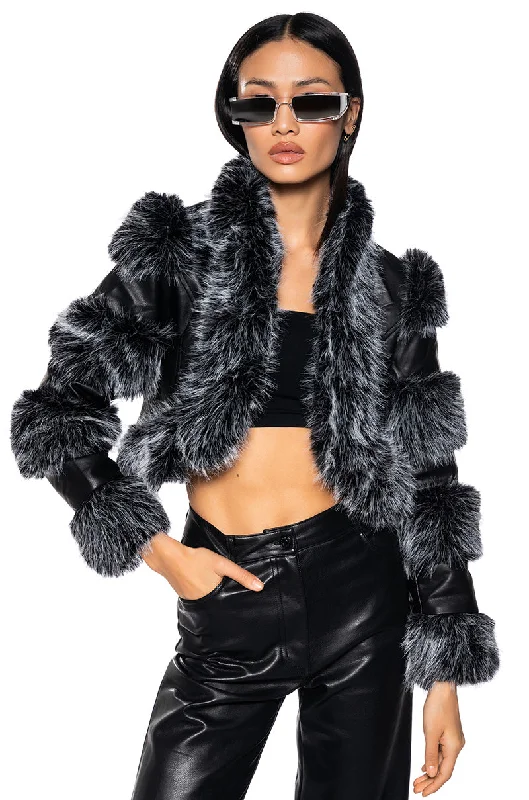 Quality Driven Apparel LOVERBOY FAUX FUR MOTO JACKET IN BLACK