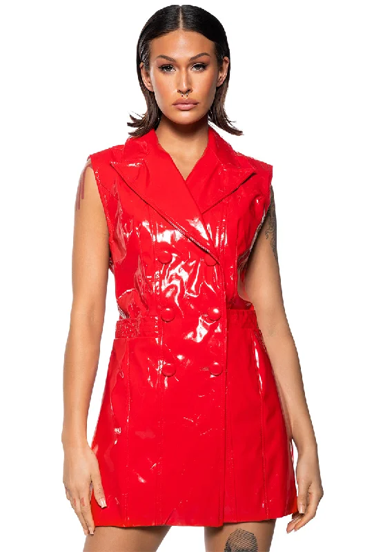 Elevate Your Wardrobe SIMPO RED PATENT VEST