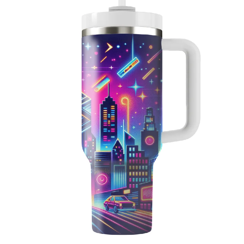 Style Redefined Radical 80s Neon Streets Tumbler With Handle