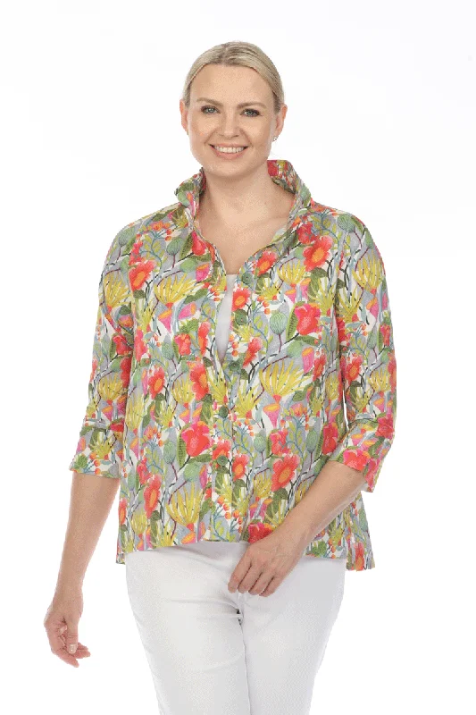 Sophisticated Fashion Terra Wire Collar Floral Blouse