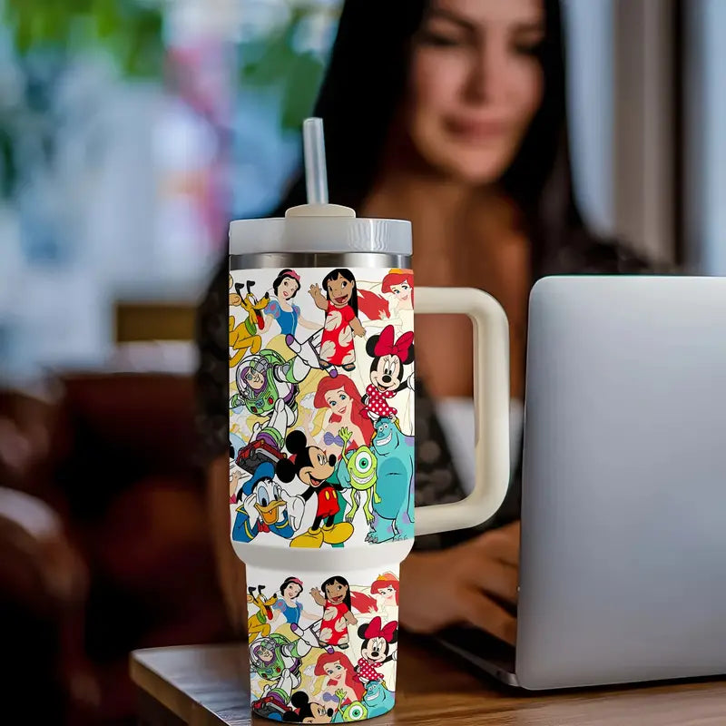 Seasonal Drinkware Sale 40oz Handle Tumbler With Cartoon Character Pattern
