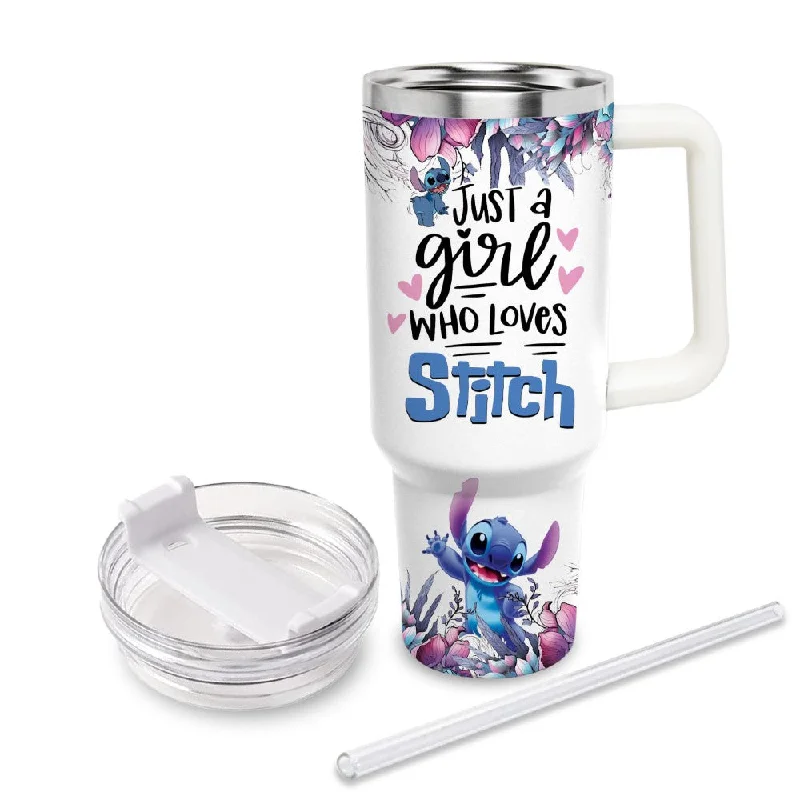 Set Of Tumblers Custom Name Stitch Flower Tumbler With Handle