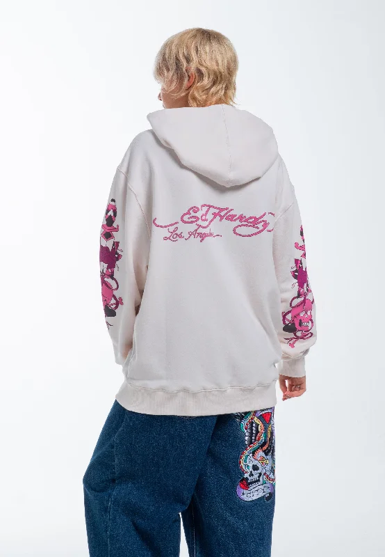 Update With Cottagecore Styles Womens Love Wrapped Zip Through Hoodie - Pink