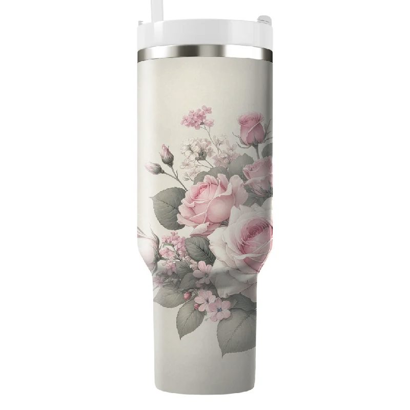 Drinkware Gift Set Romantic Floral Whispers Tumbler With Handle