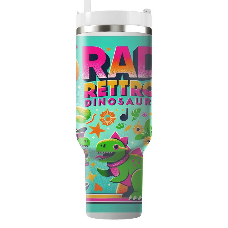 Evening Elegance Rad Retro Dinosaurs Tumbler With Handle