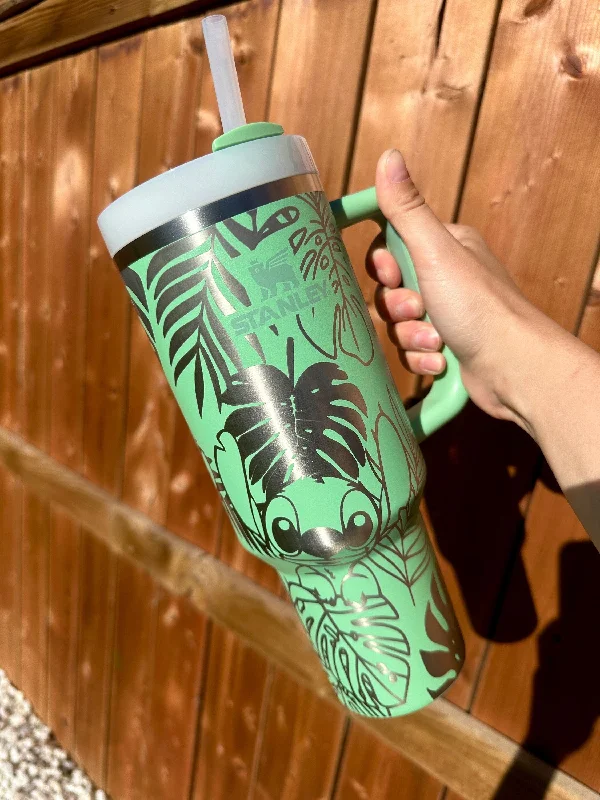 Crystal Drinkware Stitch Engraved Stanley 40oz Tumbler