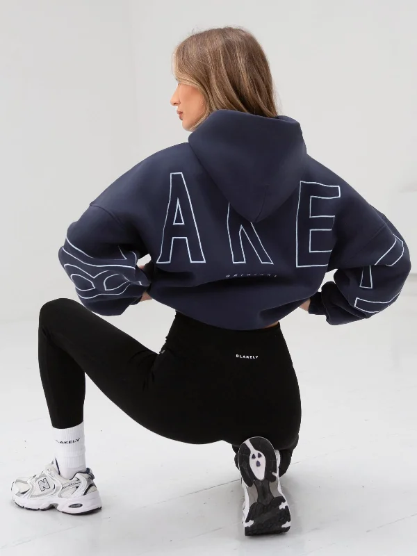 Modern Women's Fashion Embroidered Isabel Oversized Hoodie - Soft Blue