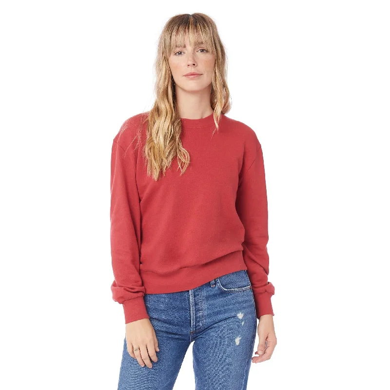 Chic Trends Unveiled Throwback Washed Terry Sweatshirt (Faded Red)