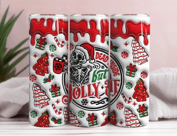 Trend Leading Collection Dead Inside but Jolly AF 3D Inflated 20oz Christmas Tumbler Trend Leading Collection Dead Inside but Jolly AF 3D Inflated 20oz Christmas Tumbler