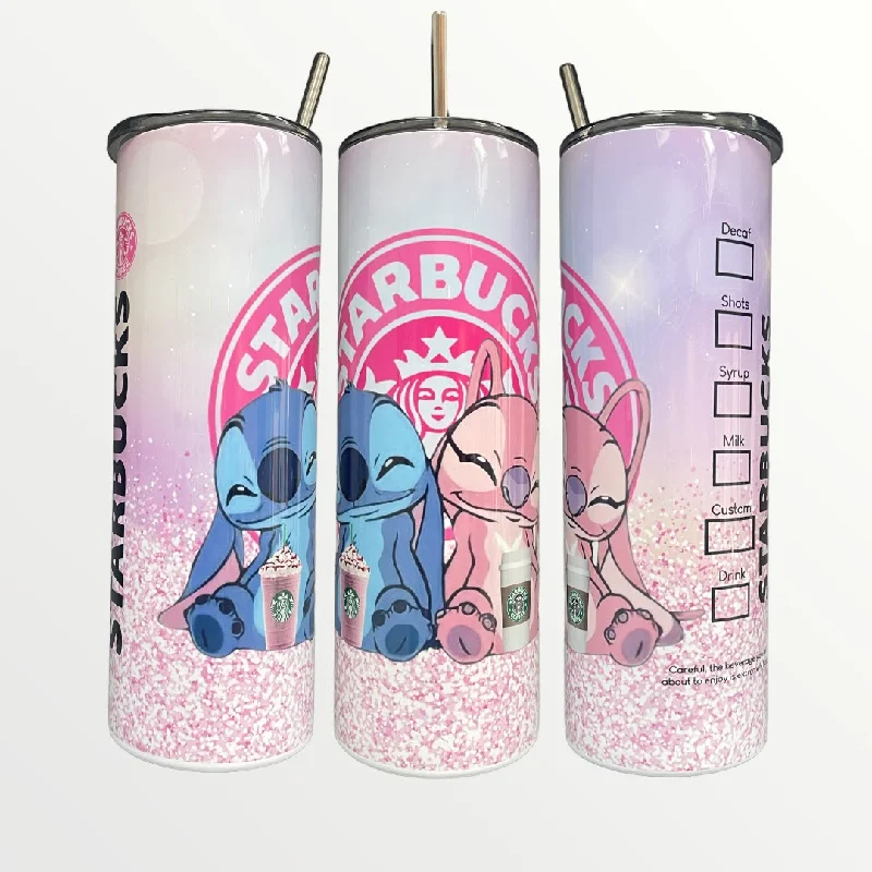 Holiday Drinkware Sale Starbucks Disney Stitch and Angel 20/30oz Insulated Skinny Tumbler