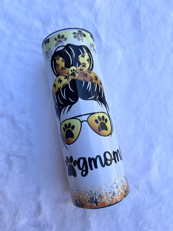 Modern Glass Drinkware #dogmomlife Bandana Bun - Tumbler
