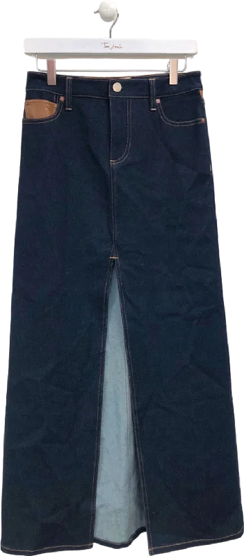 Disco - Inspired Retro Dance Look Alice + Olivia Blue Denim Maxi Skirt UK W26