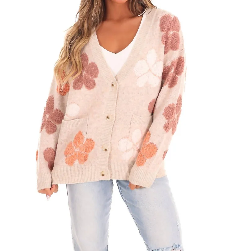 Budget-Friendly Fashion Floral Fantasy Cardigan In Ivory