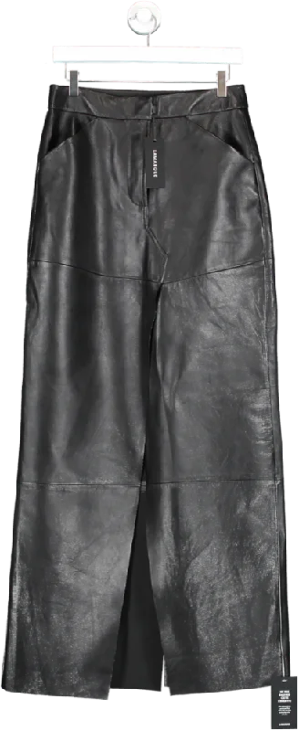 Elegant Style Lamarque Black Mariette Leather Maxi Skirt UK S