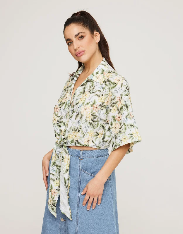Minimalist Elegant Camisa Manga Corta Amarillo - Abarris