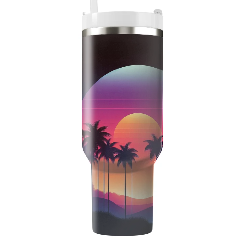 Gift Ideas Retro Sunset Tree Tumbler With Handle