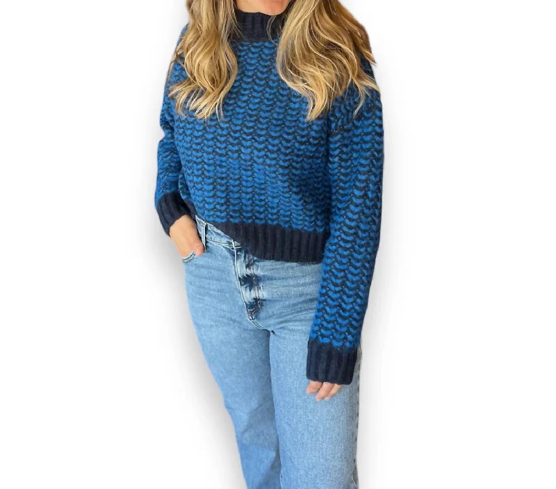 Valentine's Special Go With The Waves Sweater In Navy