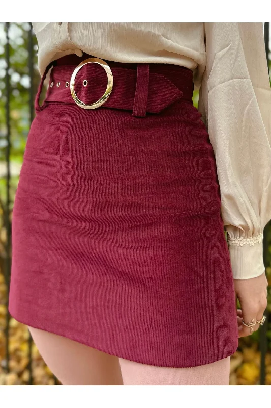 Fresh Styles, Fresh Deals The Chain - Exclusive 'Cher' Maroon Corduroy - Skirt