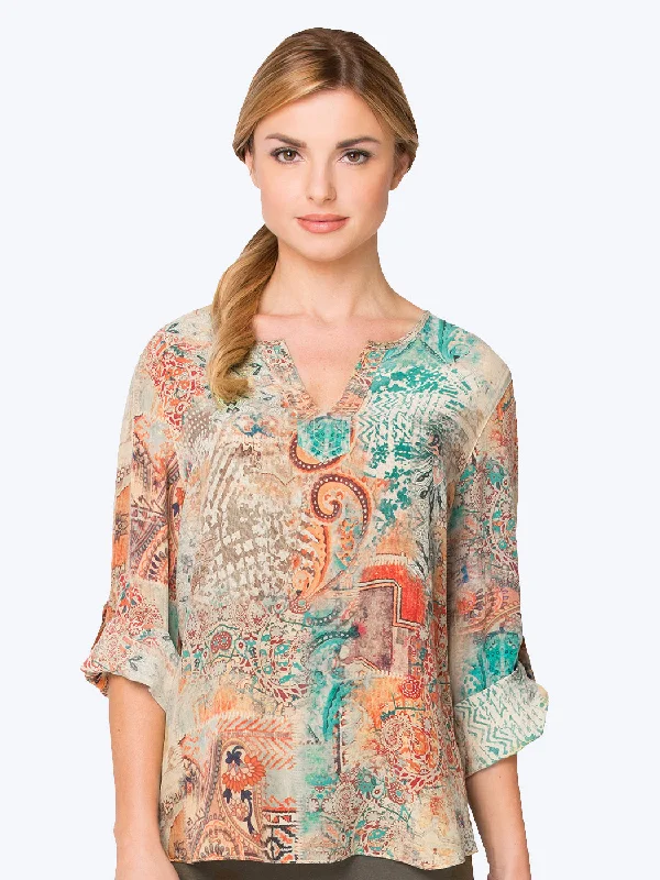 Comfort First Women's Fashion Sheikh Washable Silk Avlyne Blouse