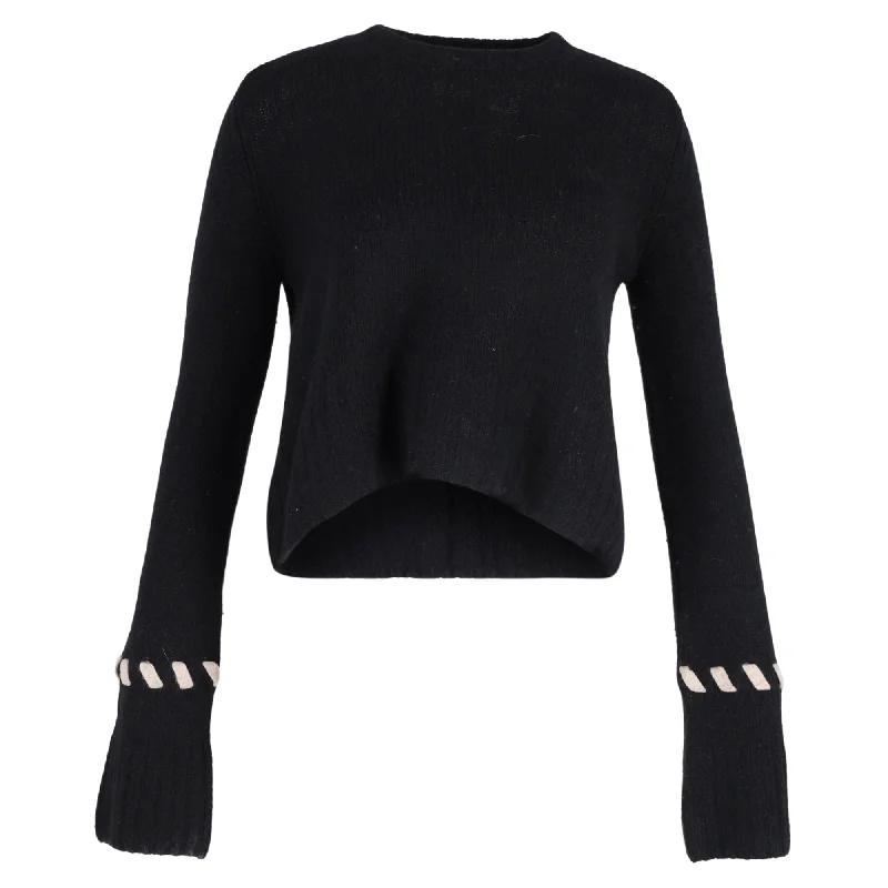 Hot Trends Khaite Colette Contrast-Whipstitching Jumper In Black Wool