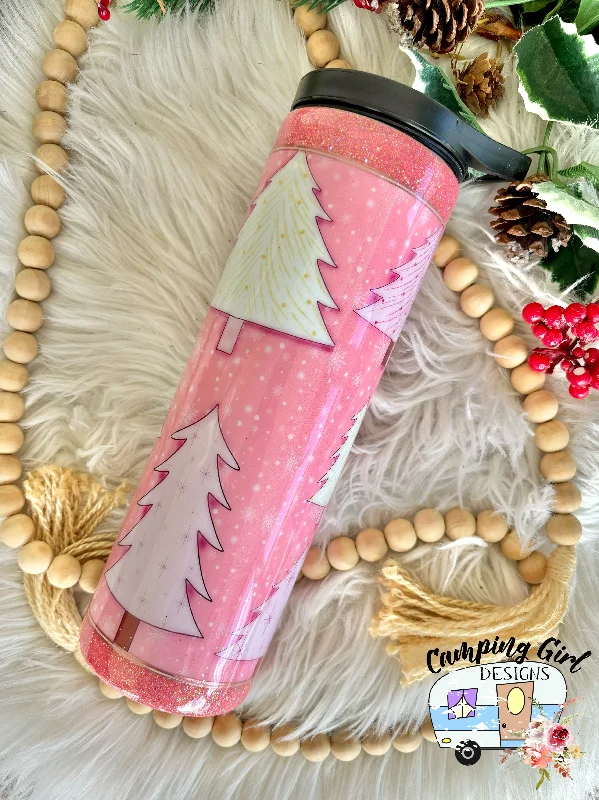 Premium Glassware READY TO SHIP 30 oz Pink Christmas tree Tumbler
