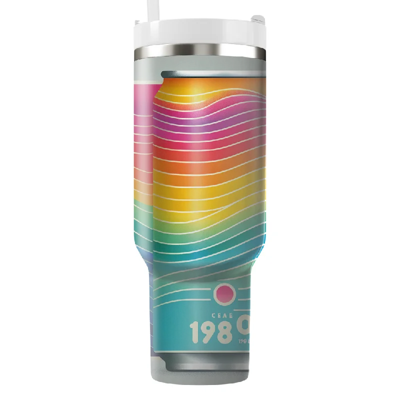 Chic Trends Unveiled Rainbow Gradient Retro Tumbler With Handle