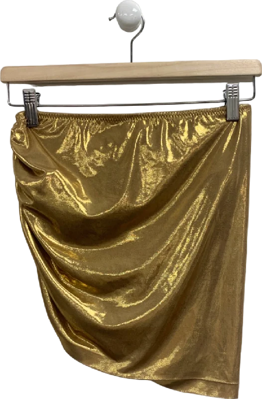 Feminine Flow Norma Kamali Gold Metallic Drape Skirt UK M