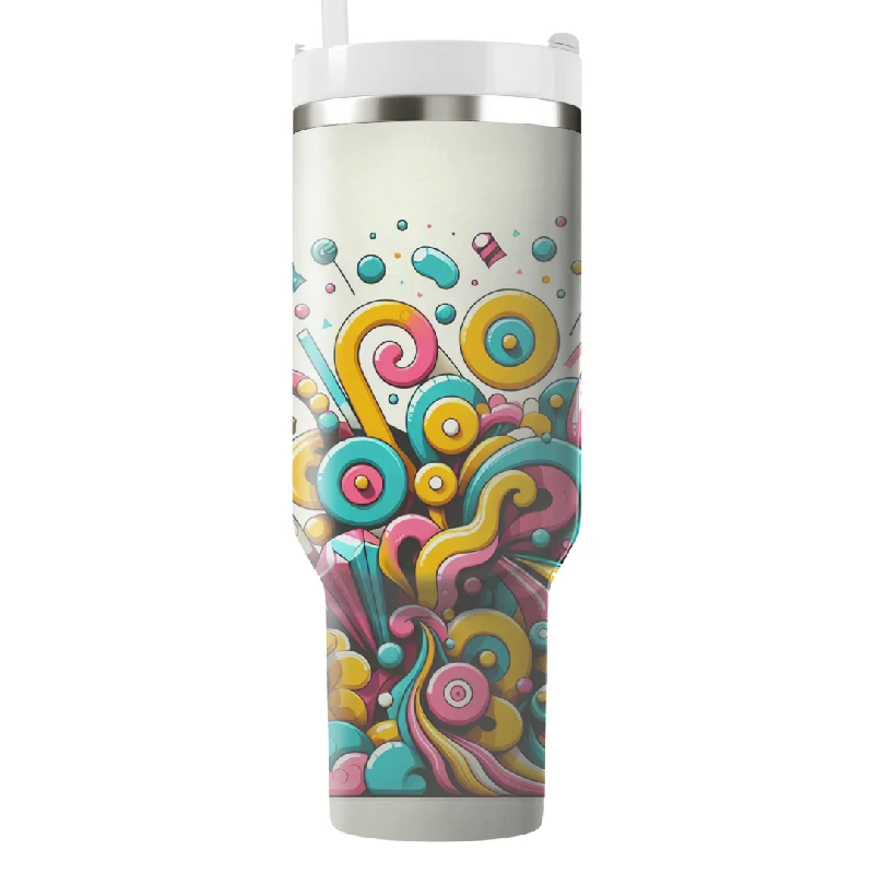 Boutique Styles Retro 80s Candy Swirls Tumbler With Handle