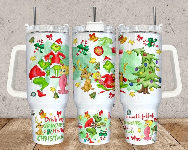 Unleash Your Style Grinch 2 40 oz Christmas Tumbler with handle