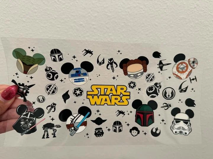 Travel Tumblers Sale Disney Space Wars UV DTF Wrap Transfer 16oz | No Heat Needed | Waterproof | Permanent Adhesive