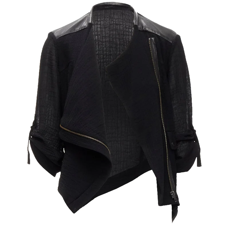 Big Savings On Rustic Countryside Styles Helmut Lang sheep leather detail bias drape biker jacket