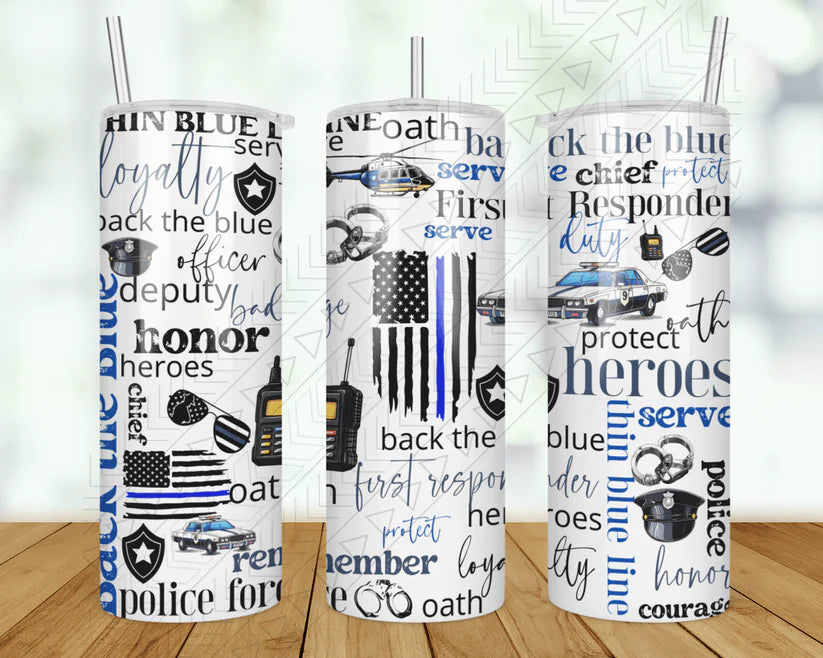 Glass Drinkware Police Tumbler