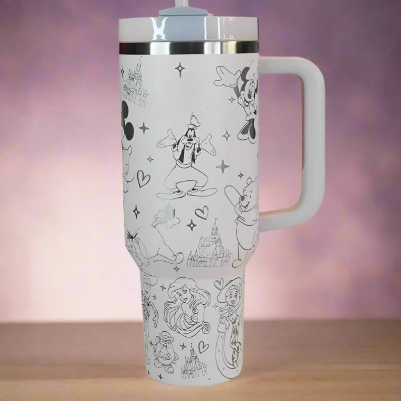 Travel Drinkware Disney Themed Engraving 40 Oz Tumbler With Handle