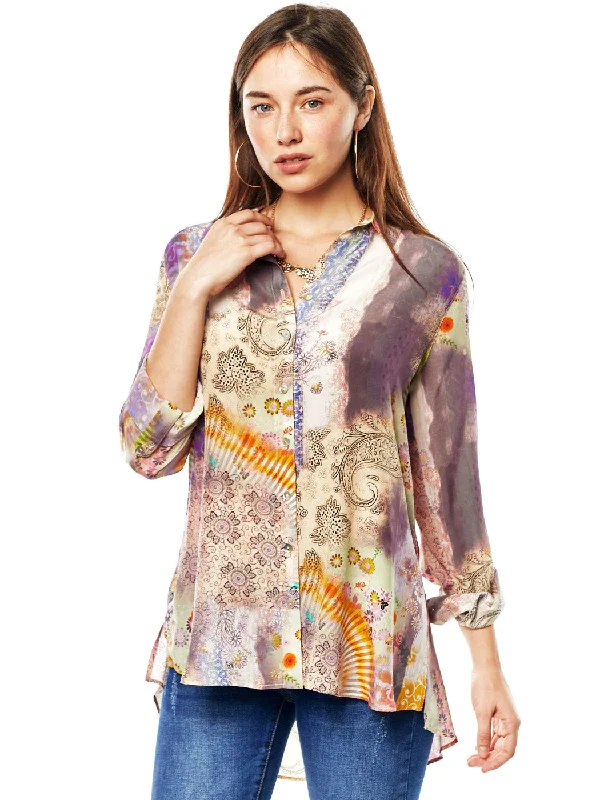 Gorgeous Glamour Collection Tianello "Cecilia" Print Washable Silk "Loving" Blouse