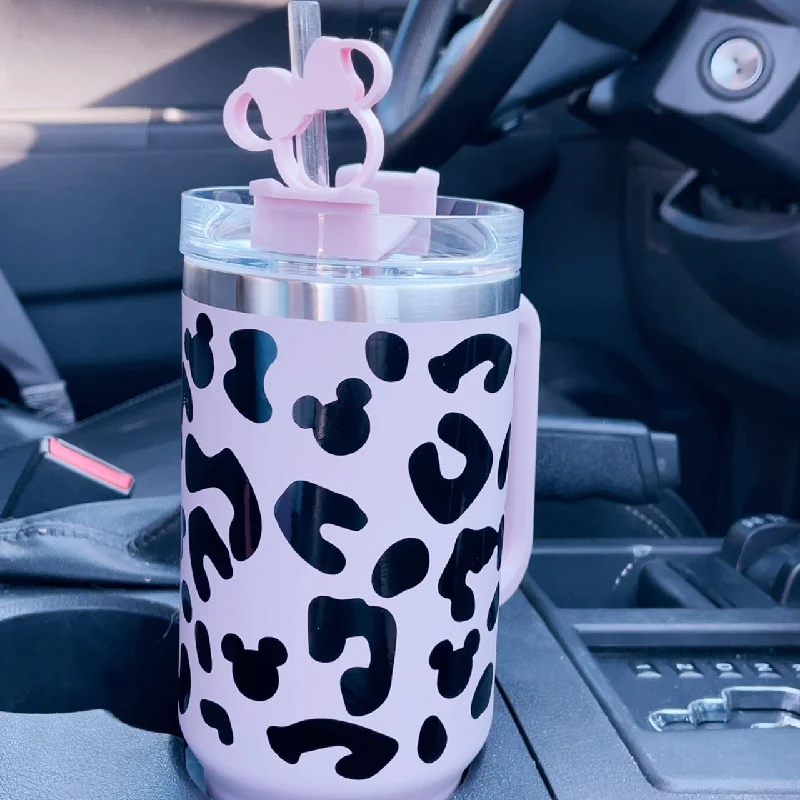 Glass Drinkware Leopard with Mouse Heads on 40 oz Quencher Inspired Stainless Steel Tumbler Glass Drinkware Leopard with Mouse Heads on 40 oz Quencher Inspired Stainless Steel Tumbler