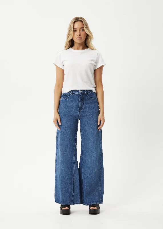 End Of Month Blowout AFENDS Womens Gigi - Denim Flared Jeans - Authentic Blue