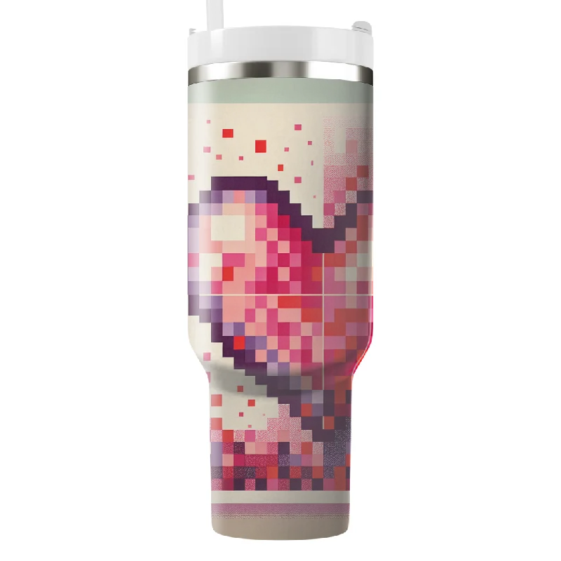 Style Without Limits Retro Pixel Heart Tumbler With Handle