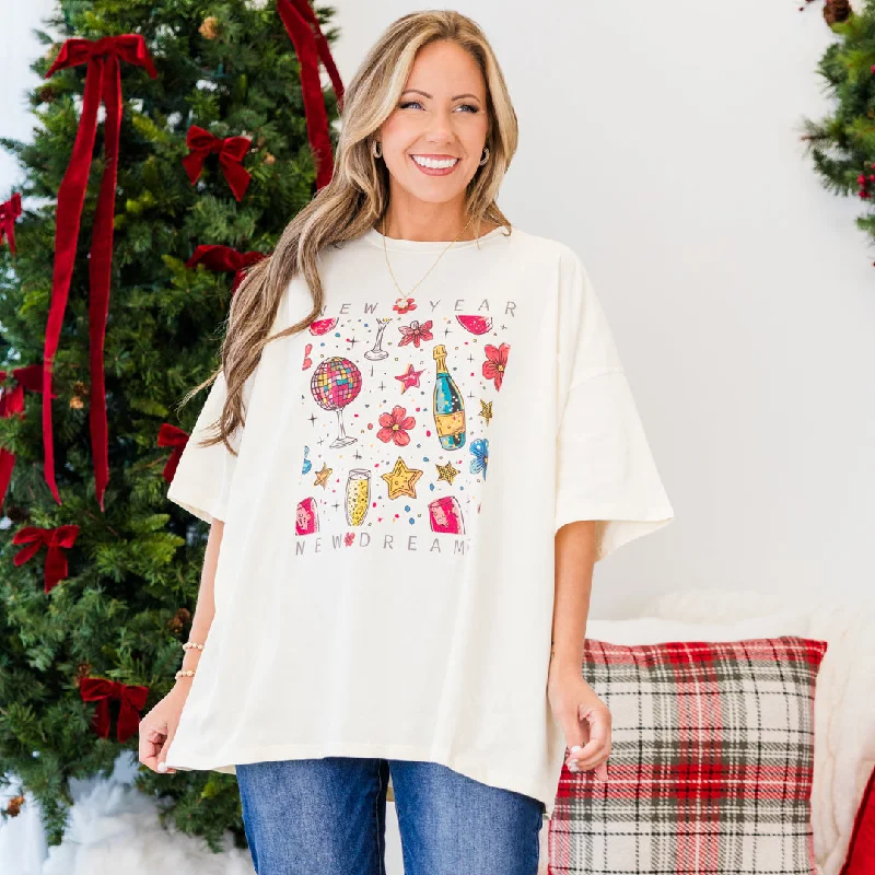Style Upgrade New Year New Dreams Boyfriend Tee, Ivory