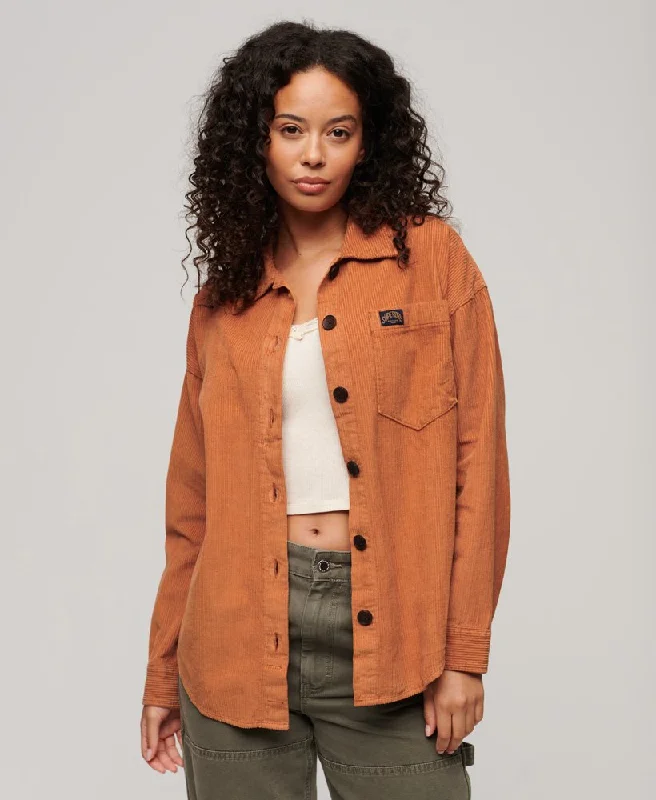 Fashion-Forward Chunky Cord Overshirt | Burnt Tan
