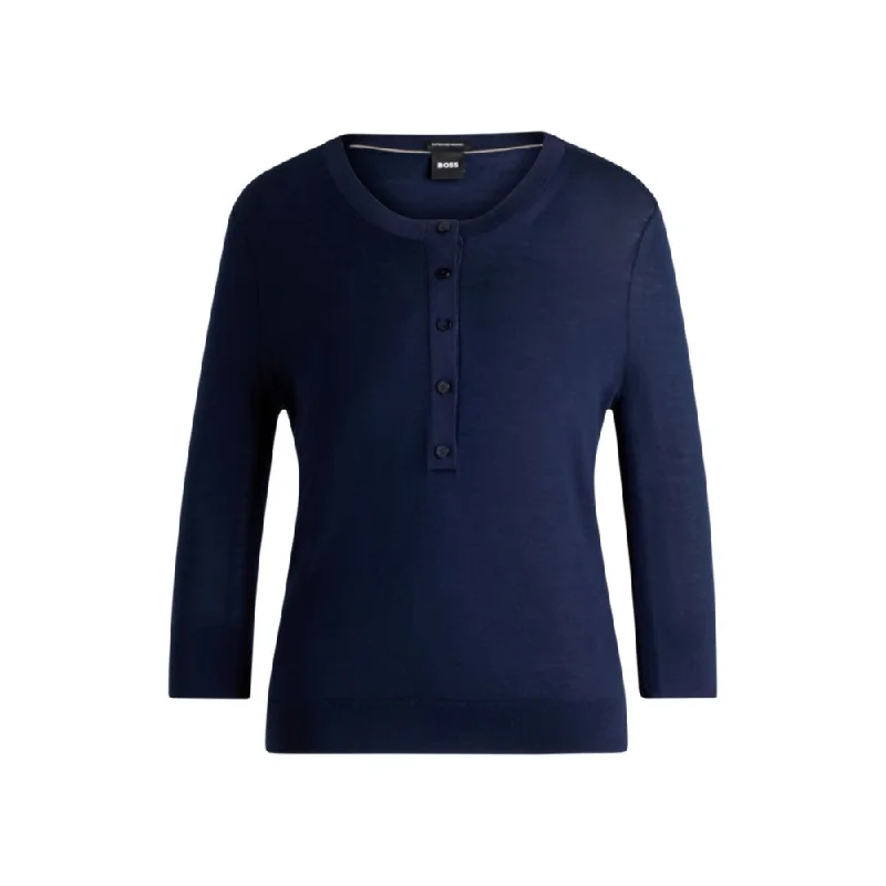 Urban Femme Streetwear Henley-neck sweater in Merino wool