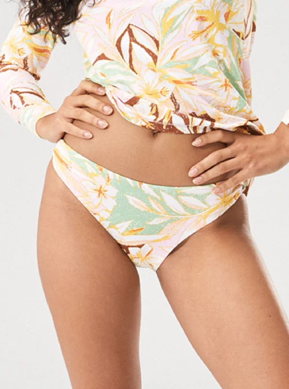 Graceful Movement Printed Beach Classics Strap Hipster Bikini Bottom - Quiet Green Coast 2 Coast