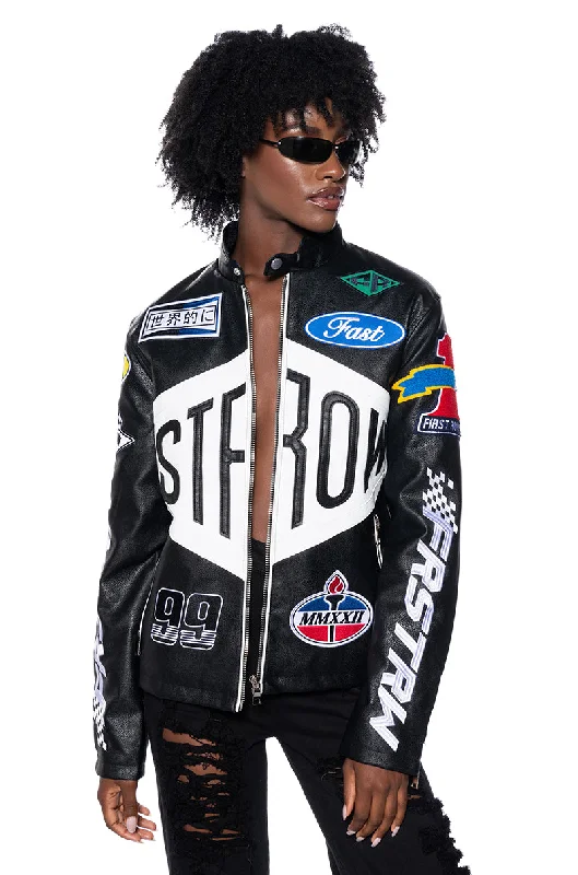 Alluring Design FIRST ROW FITTED LEATHER MOTO JACKET