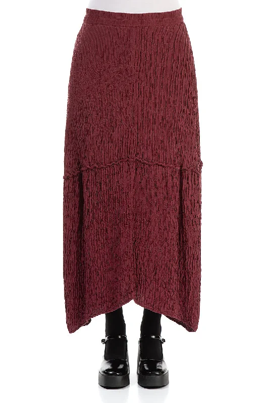 Update With Cottagecore Styles Balloon Burgundy Crinkled Silk Maxi Skirt
